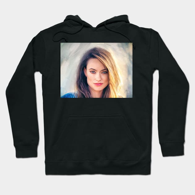 Olivia Wilde - Pastel on Canvas Portrait Painting Hoodie by Fallenzeaphine